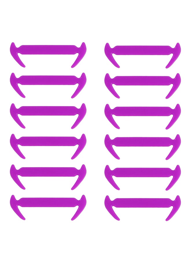 OUTAD 12-Piece Elastic Silicone No-tie Shoelace Set Purple 