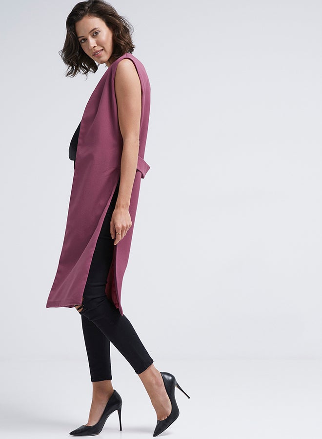 Open Front Vest Purple