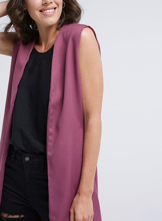 Open Front Vest Purple