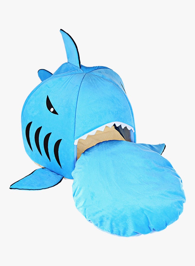 Shark Mouth Shape Doghouse With Removable Cushion Blue Small - Image 4