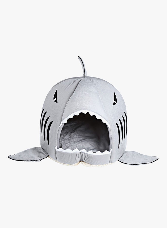Shark Mouth Shape Doghouse With Removable Cushion Grey Small - Image 3