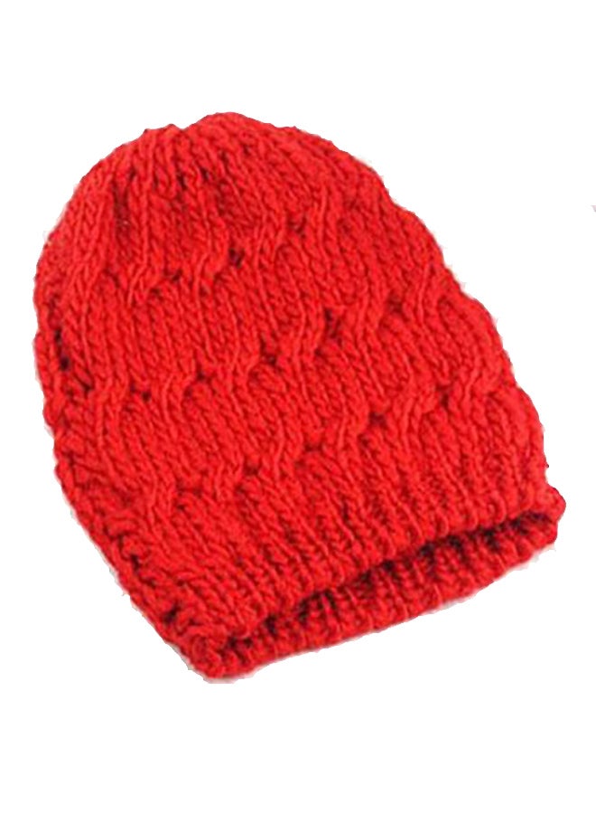 Bluelans Knitted Baggy Beanie Red