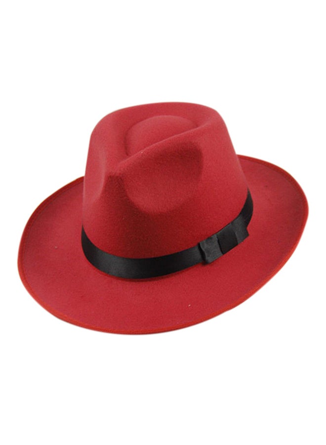 Bluelans Wide Brim Fedora Panama Hat Red/Black - Image 1
