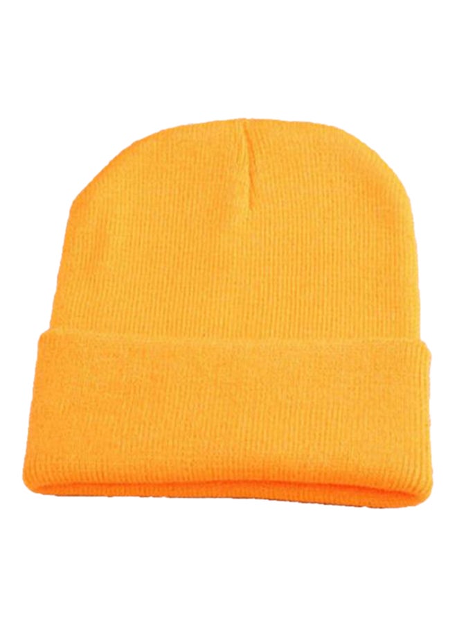 Bluelans Knitted Elastic Cuff Beanie Light Orange 