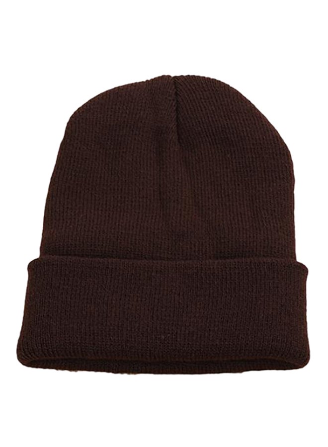 Bluelans Knitted Elastic Cuff Beanie Coffee 