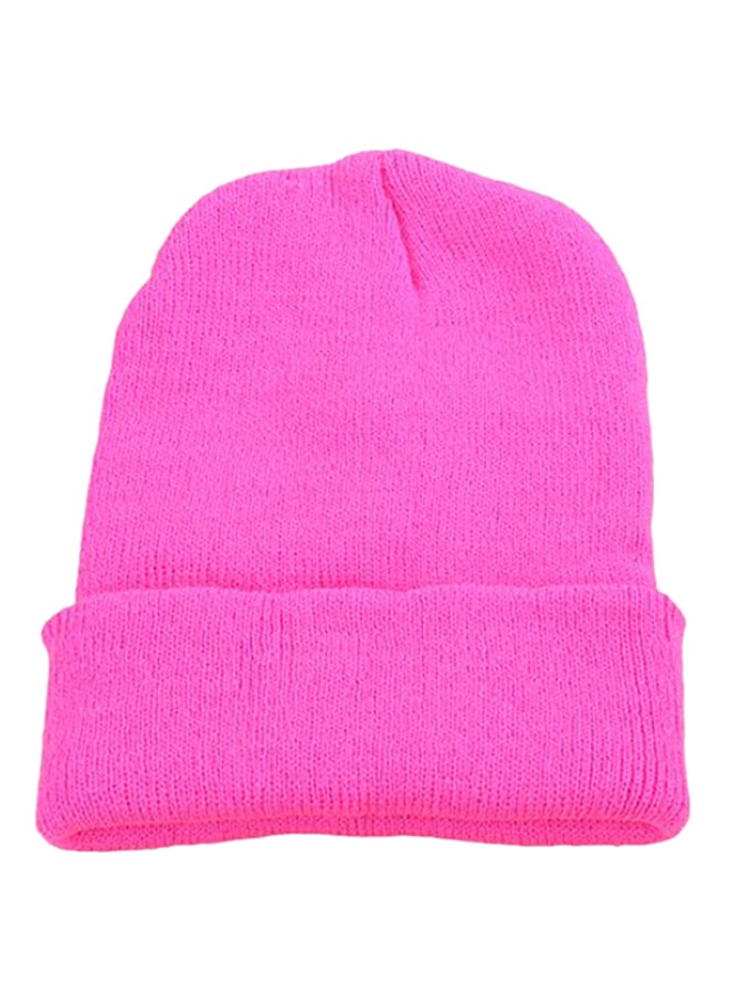 Bluelans Knitted Elastic Cuff Beanie Pink 