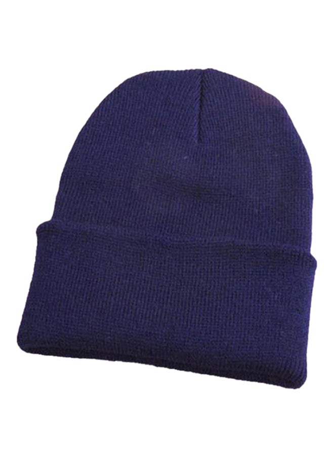 Knitted Elastic Cuff Beanie Navy Blue