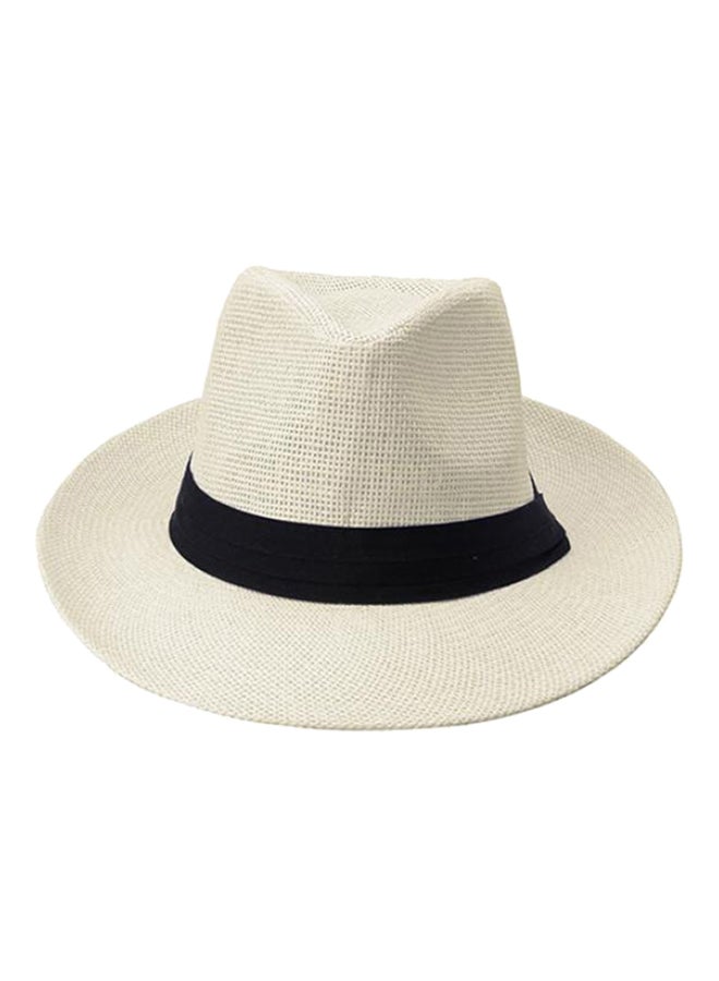Bluelans - Ribbon Decor Panama Hat Beige - Image 1