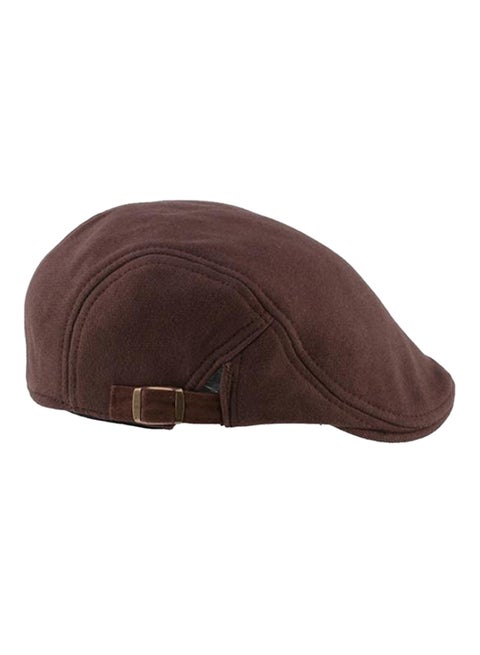 Solid Pattern Duckbill Flat Cap Brown