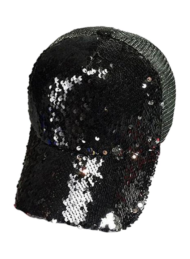 Bluelans - Sequin Peaked Cap Black - Image 1