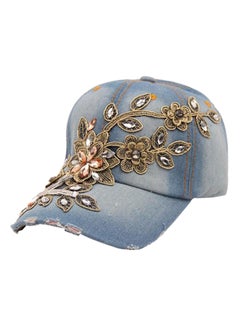Flower Embossed Cap Blue