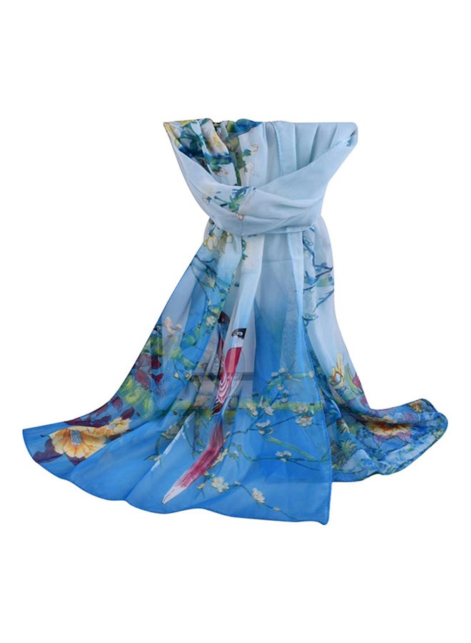 Bluelans Floral Printed Long Scarf Peacock Blue 