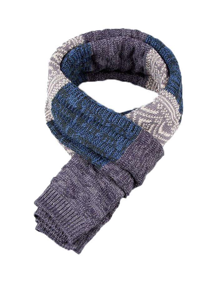Bluelans Long Patchwork Scarf Grey/Cyan/Purple 