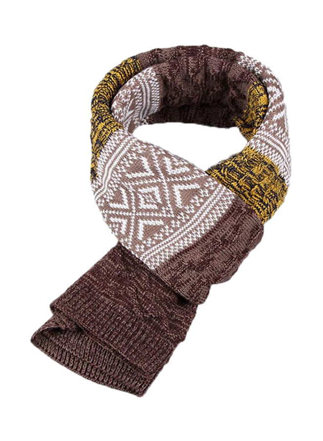 Bluelans Long Patchwork Scarf Turmeric/Coffee/White 