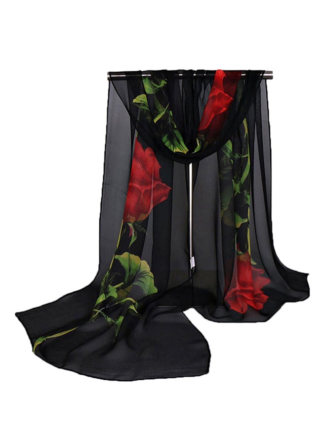 Bluelans - Rose Printed Wrap Black - Image 1