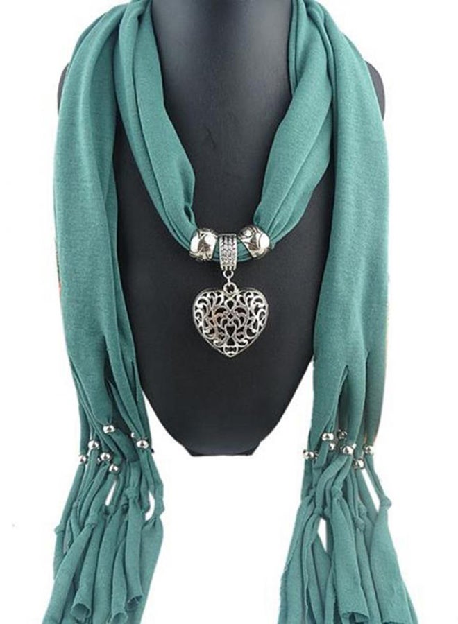 Bluelans Hollow Love Heart Pendant Necklace Scarf Green