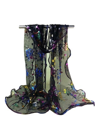 Long Floral Tulle Beach Scarf Black - v1519915325/N13304423A_1