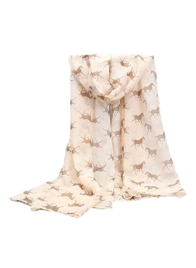 Bluelans Horse Printed Scarf Beige