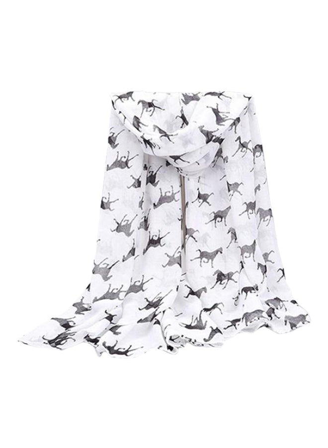Bluelans - Horse Printed Scarf White - Image 1