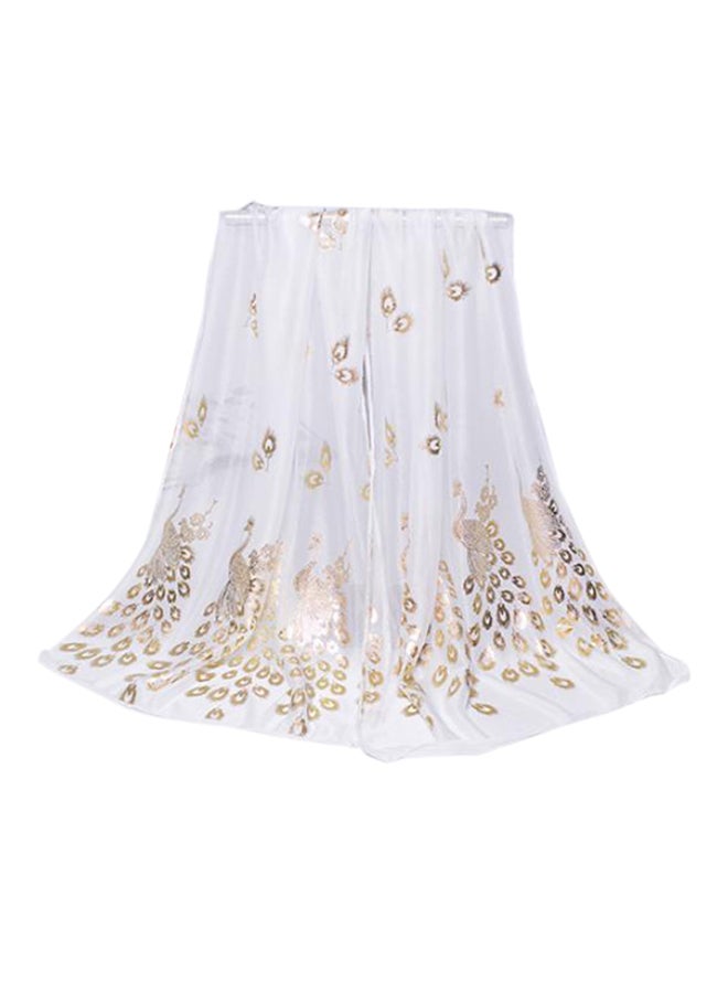 Bluelans - Peacock Printed Shawl Wrap Beige - Image 1