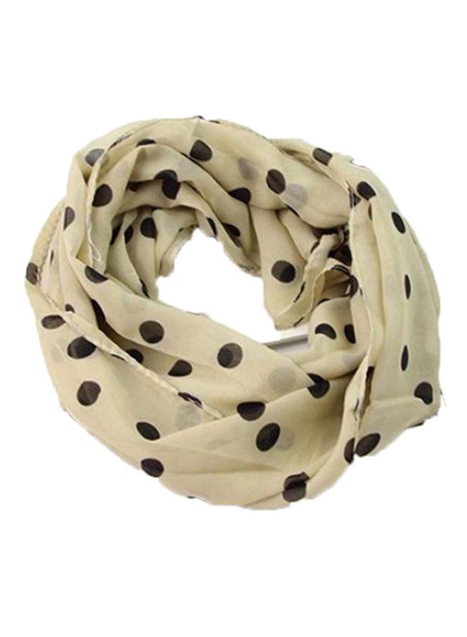 Bluelans Polka Dot Printed Scarf Beige/Black