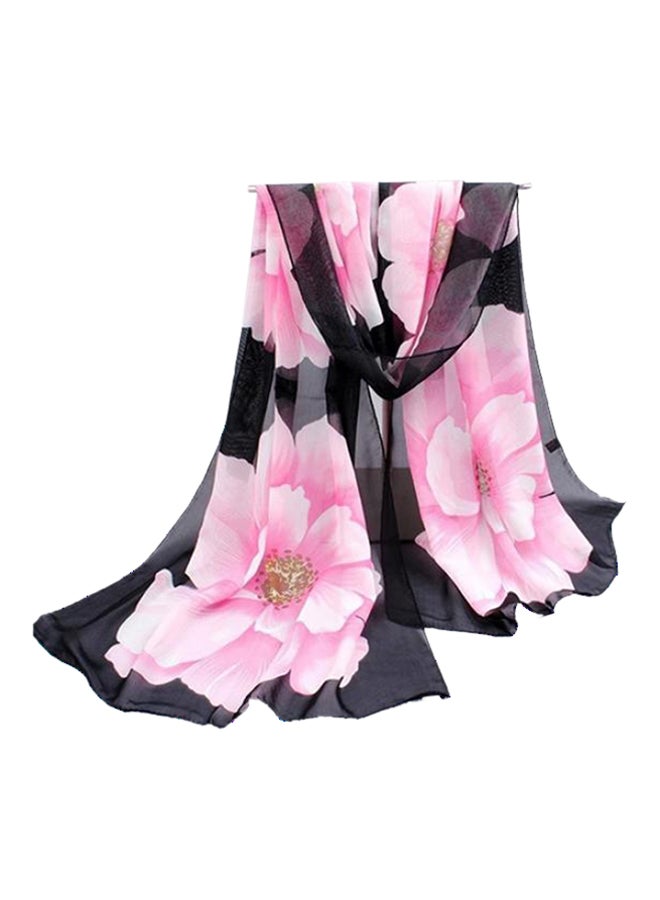 Bluelans - Floral Print Scarf Black - Image 1