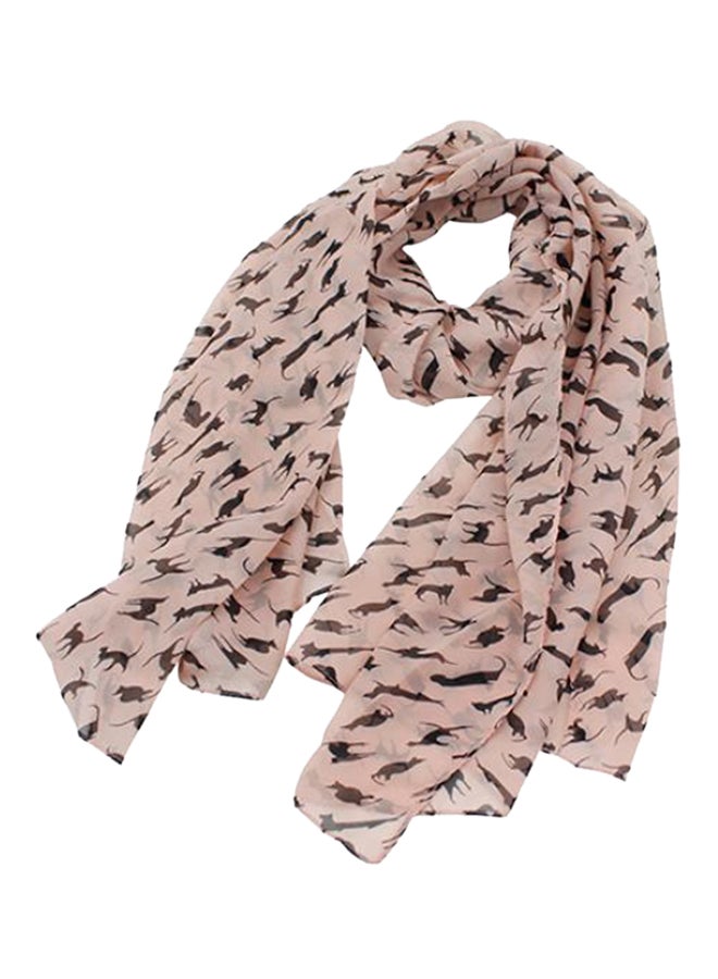 Bluelans - Kitten Printed Long Scarf Pink - Image 1