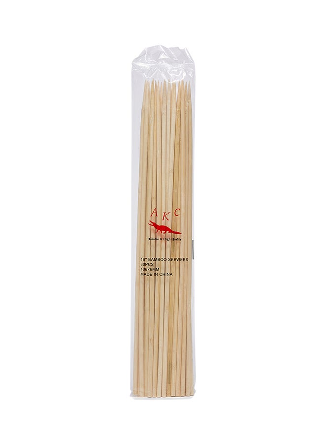 AKC 30-Piece BBQ Bamboo Skewers Beige 16inch 