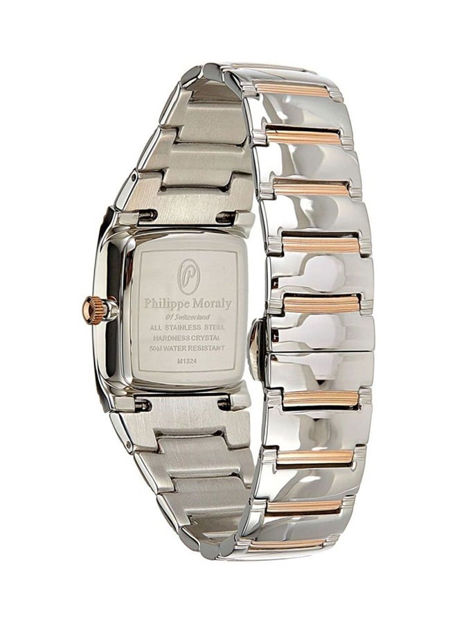 فيليب مورالي السويسرية ساعة يد بعقارب وسوار من الستانلس ستيل طراز M1324CRB للنساء - Image 3