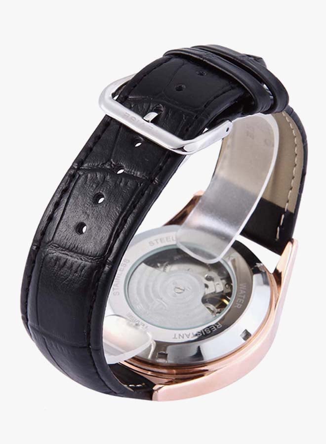 Tevise men Roman Numerals Scale Leather Chronograph Watch 264 - 42 mm - Black - Image 2