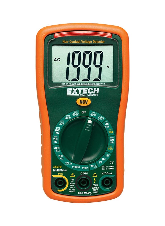 Extech 9-Function AC/DC Portable MultiMeter Green/Orange 