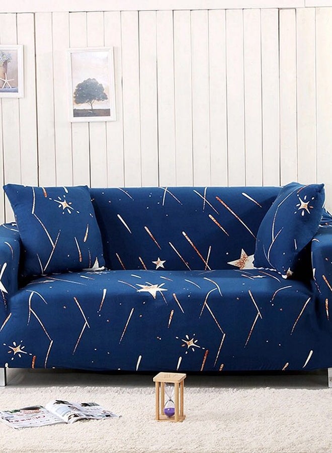 4-Seater Star Design Printed Sofa Cover Blue 230x300cm