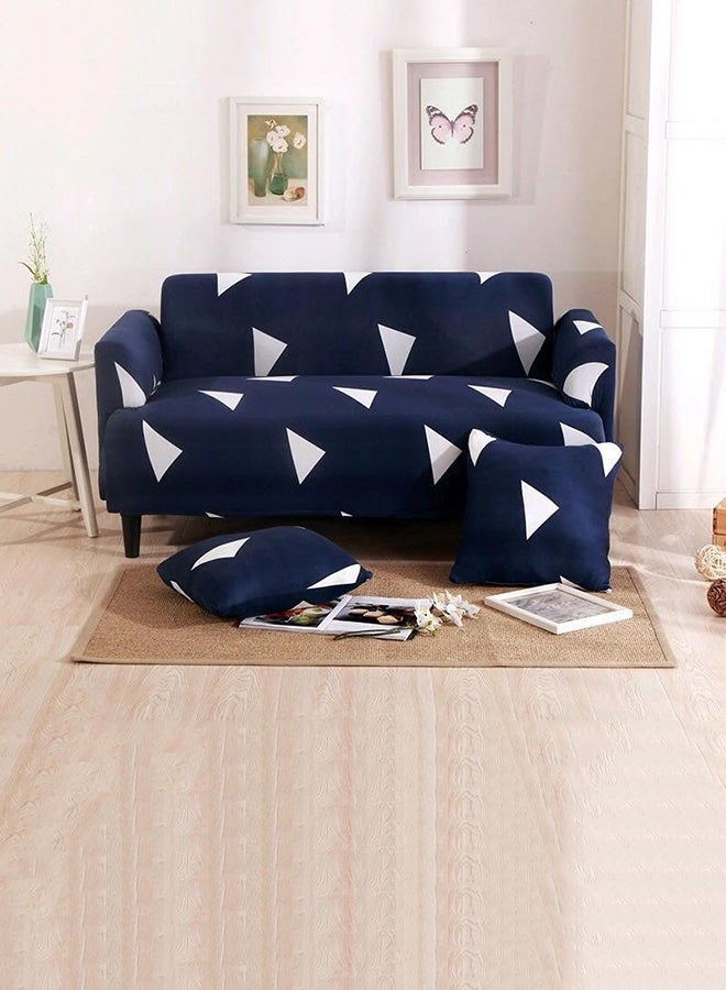 2-Seater Rombs Design Sofa Cover Blue/White 145x185cm