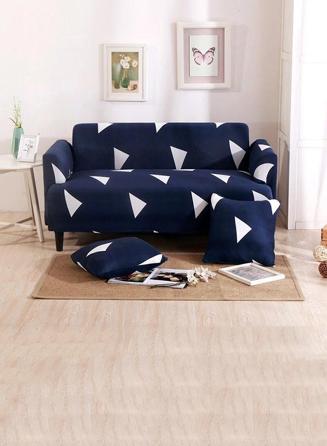 4-Seater Rombs Design Sofa Cover Blue/White 230 x 300centimeter