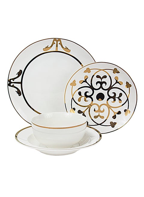 16-Piece Dinner Set White/Gold