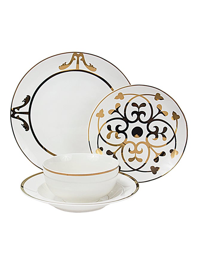 La Mesa 16-Piece Dinner Set White/Gold 