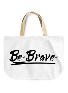 Be Brave Beach Tote Bag White/Beige
