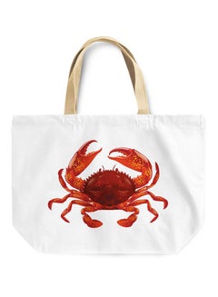 Crab Beach Tote Bag White/Beige
