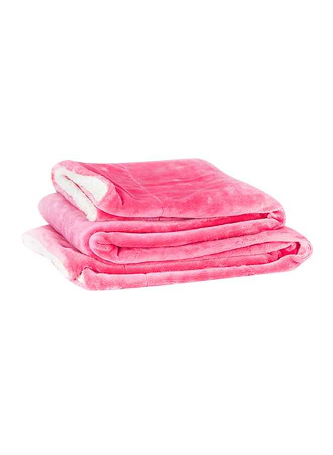Casa Comfort Flannel And Sherpa Comforter Throw Polyester Pink