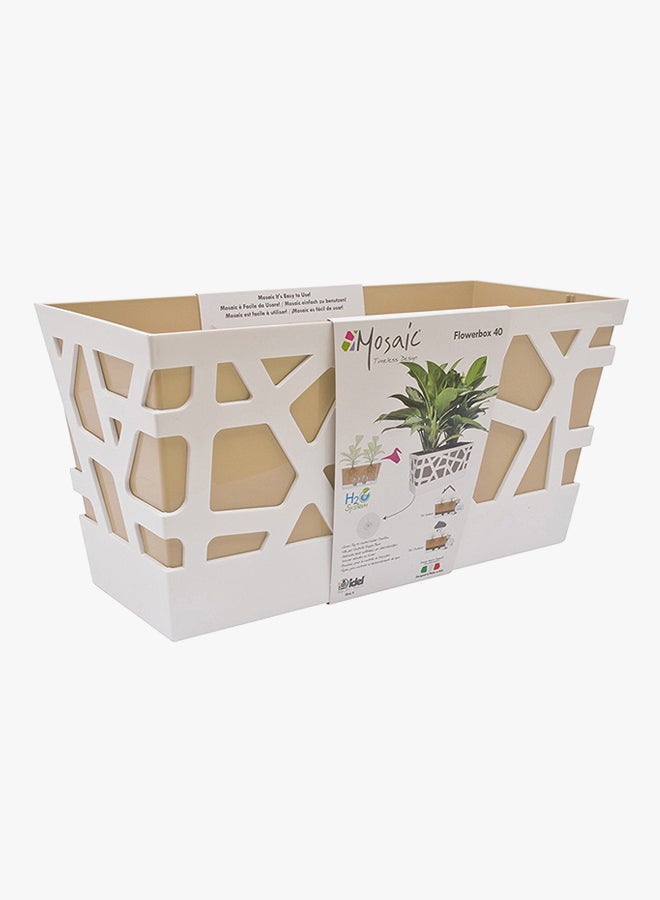 IDEL Mosaic Flowerbox Plant Pot White/Sabbia 40x17x20cm  - Image 2