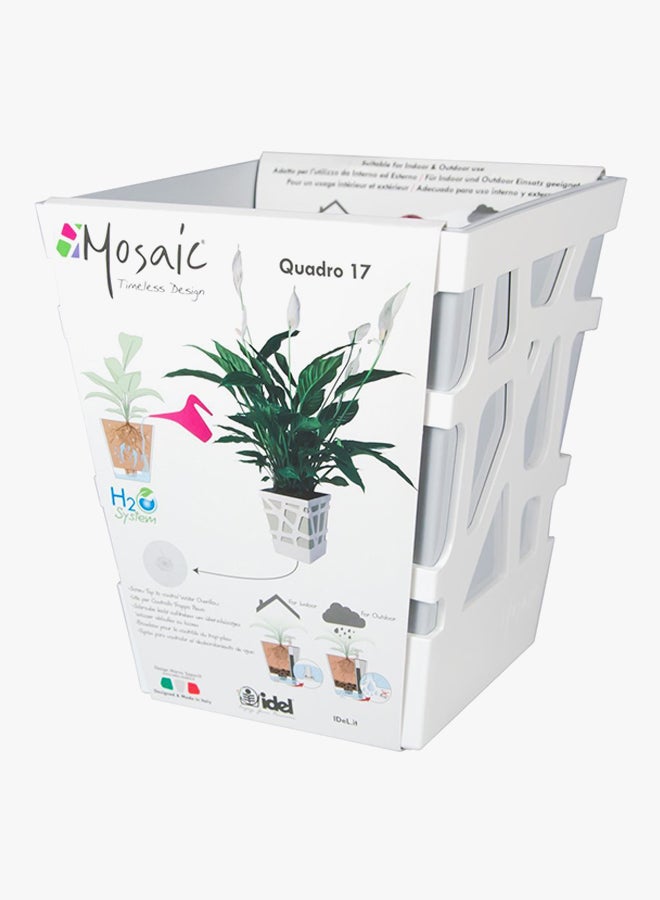 Mosaic Quadro Plant Pot White 17x17x20cm