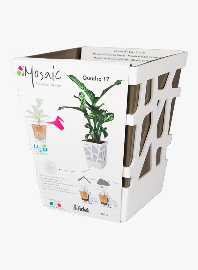 IDEL Mosaic Quadro Plant Pot White/Taupe 17x17x20cm - Image 2