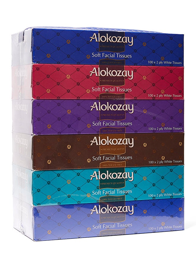 Alokozay Soft Facial Tissues, 100-Piece (Pack Of 6) White - Image 1