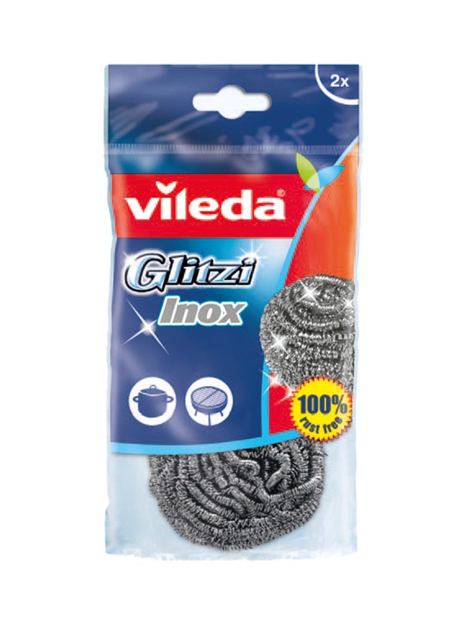 فيليدا مجموعة فرشاة جلي إنوكس حلزونية بنمط معدني لتنظيف الأطباق من قطعتين رمادي