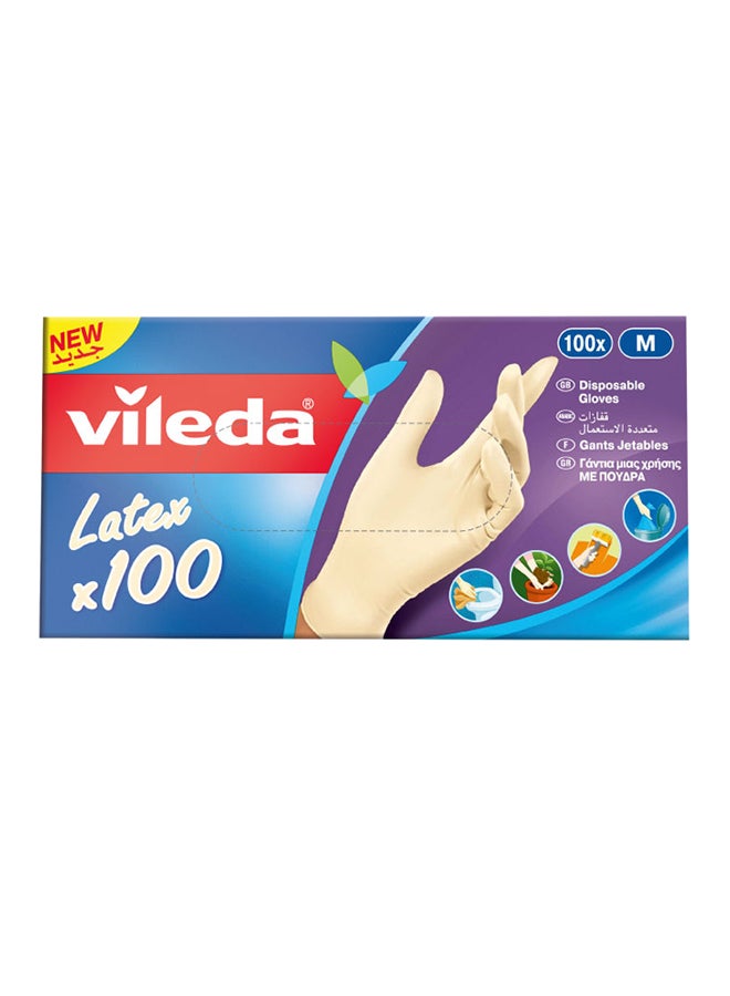 فيليدا عبوة قفازات من اللاتكس للاستخدام لمرة واحدة مكونة من 100 قطعة بيج Small