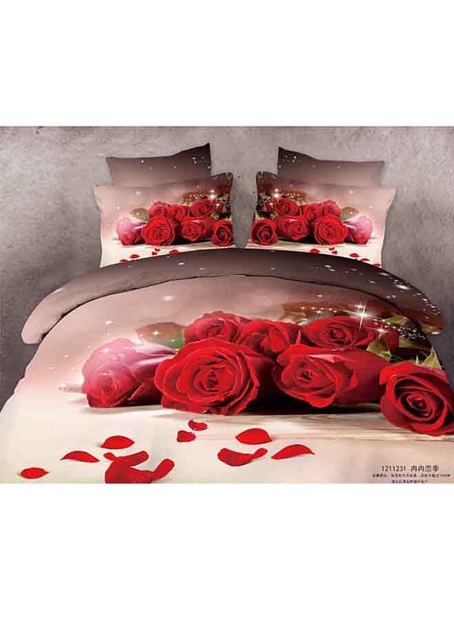 Senoures - 4-Piece ST Quilt Cover Set Cotton Red/Pink - Image 1