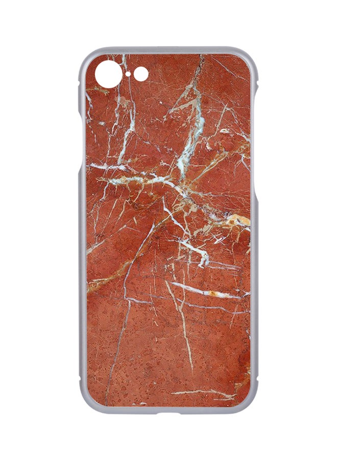 Protective Case Cover For Apple iPhone 7 Silver - Cobweb Rust Marble