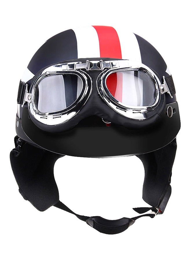 Generic Captain America Vintage Star Stripes Open Face Motorbike Helmet With Goggles  - Image 1