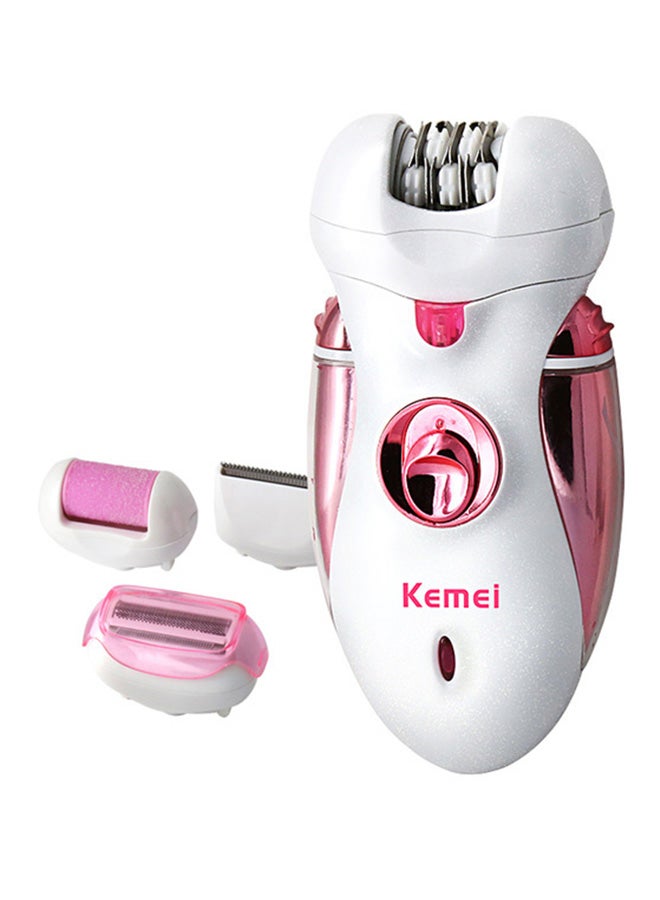 Kemei - 4-In-1 Multifunctional Rechargeable Epilator White And Pink - Image 1