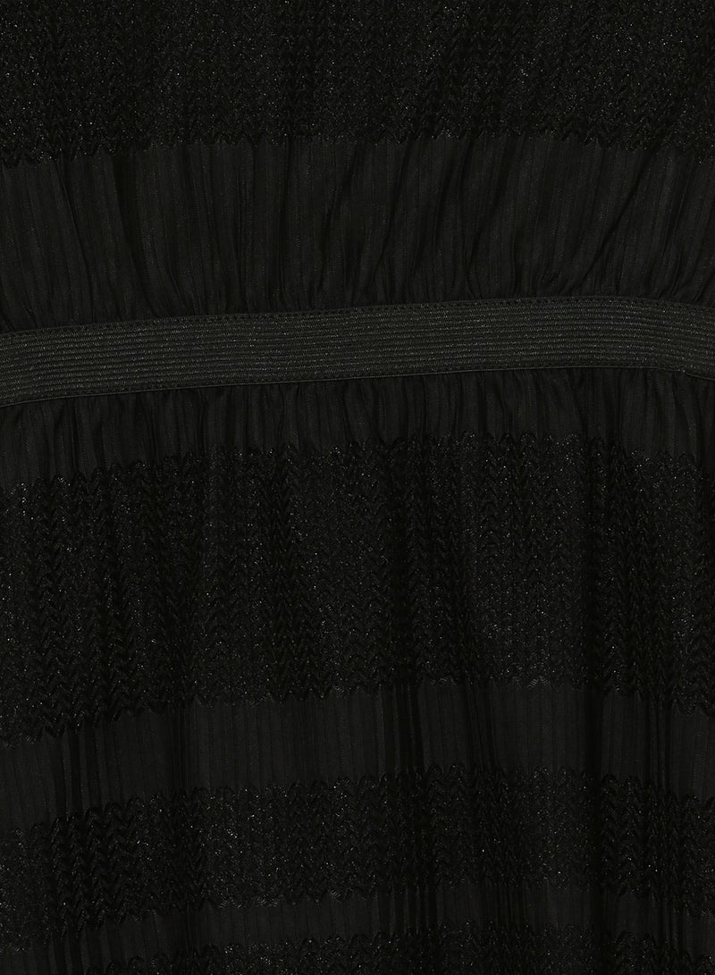 NAME IT - Plisse Spencer A-Line Dress Black - Image 1